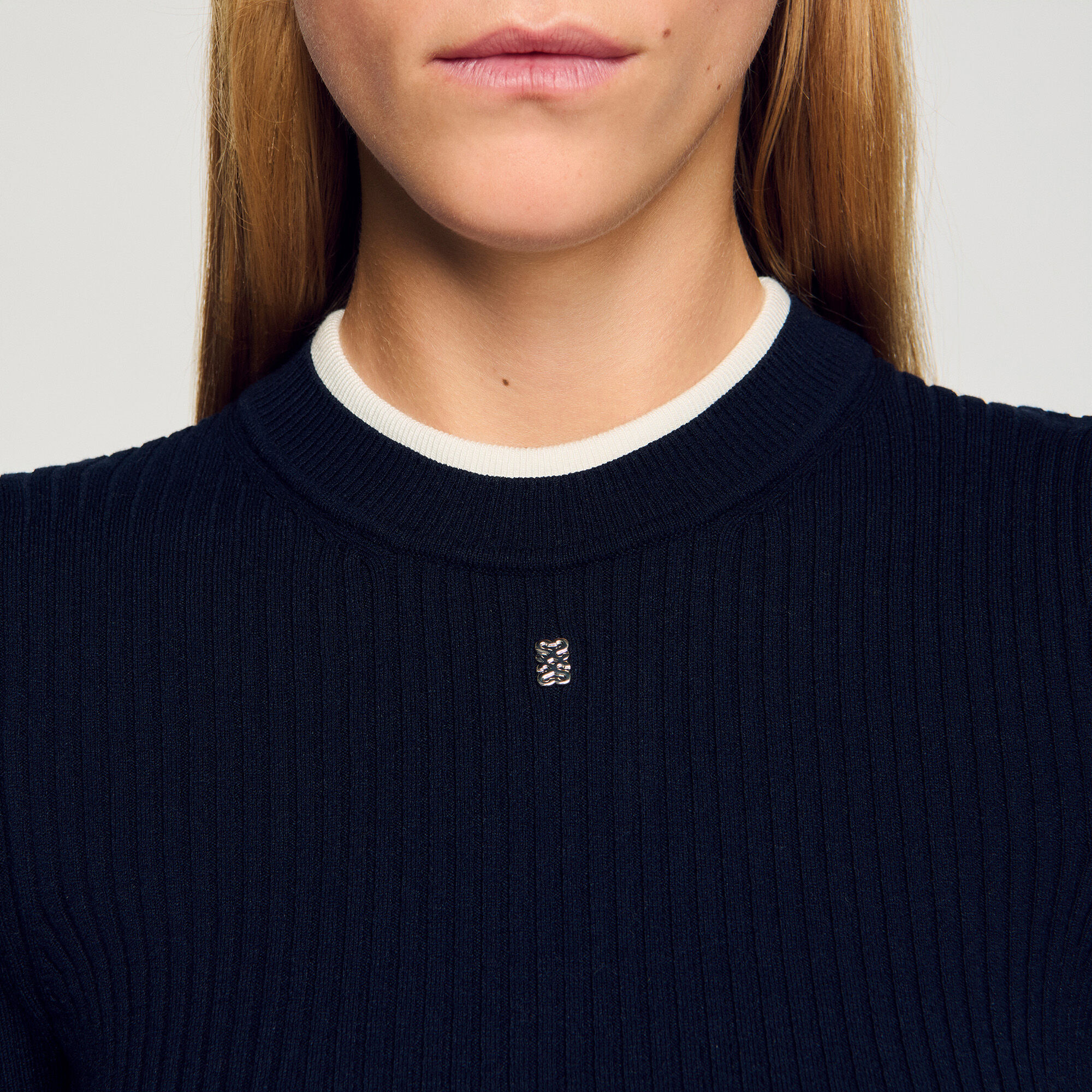Layered effect wool blend sweater