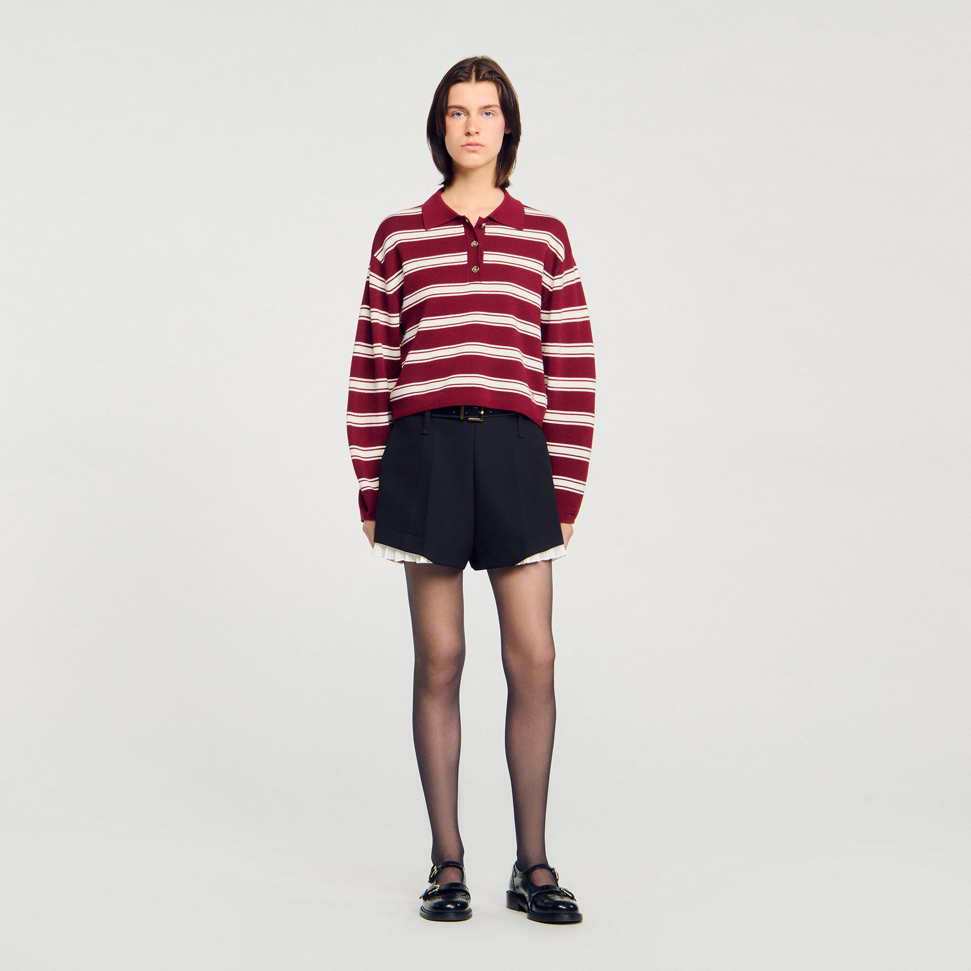 Wool Striped Polo Sweater