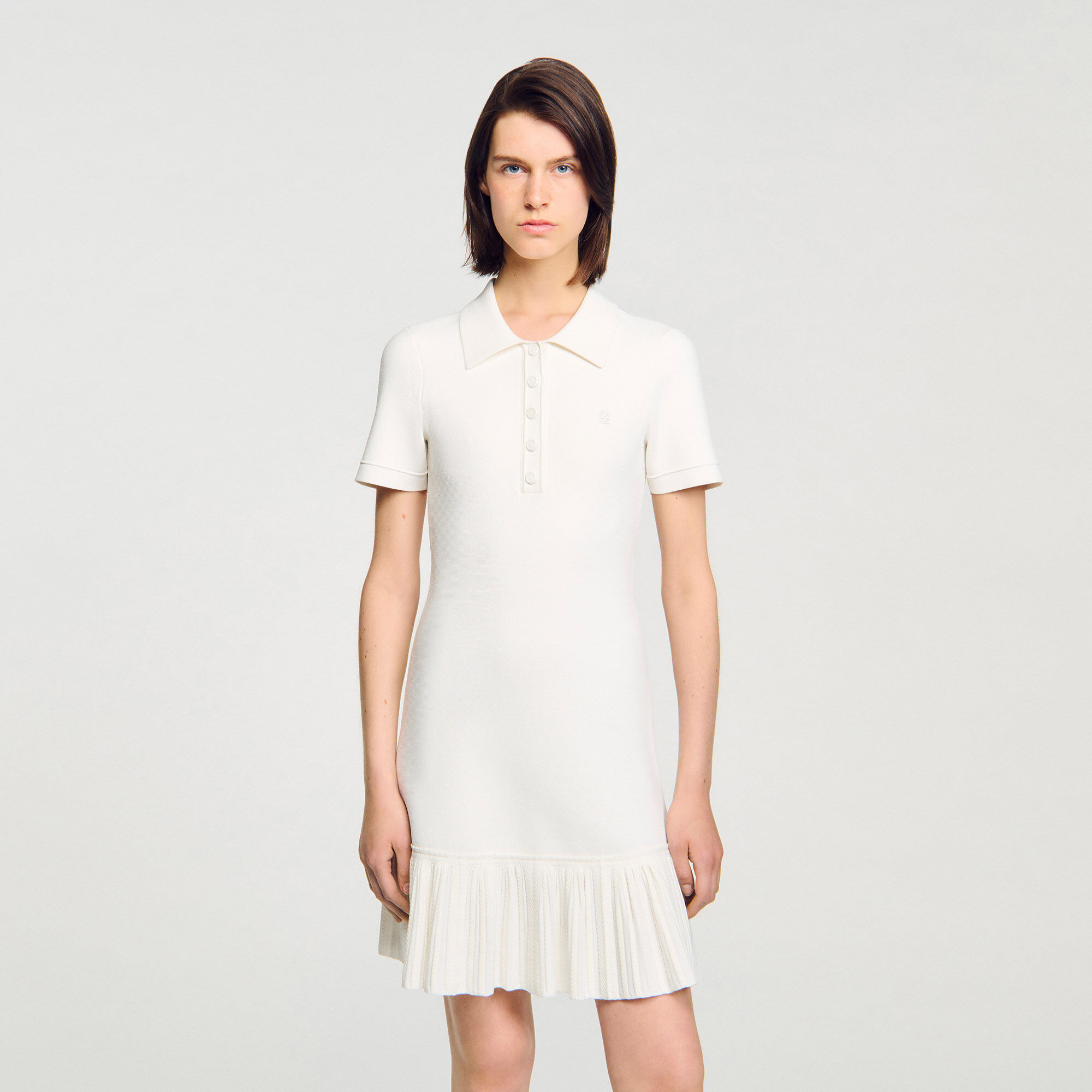 Mini knit dress with polo neck