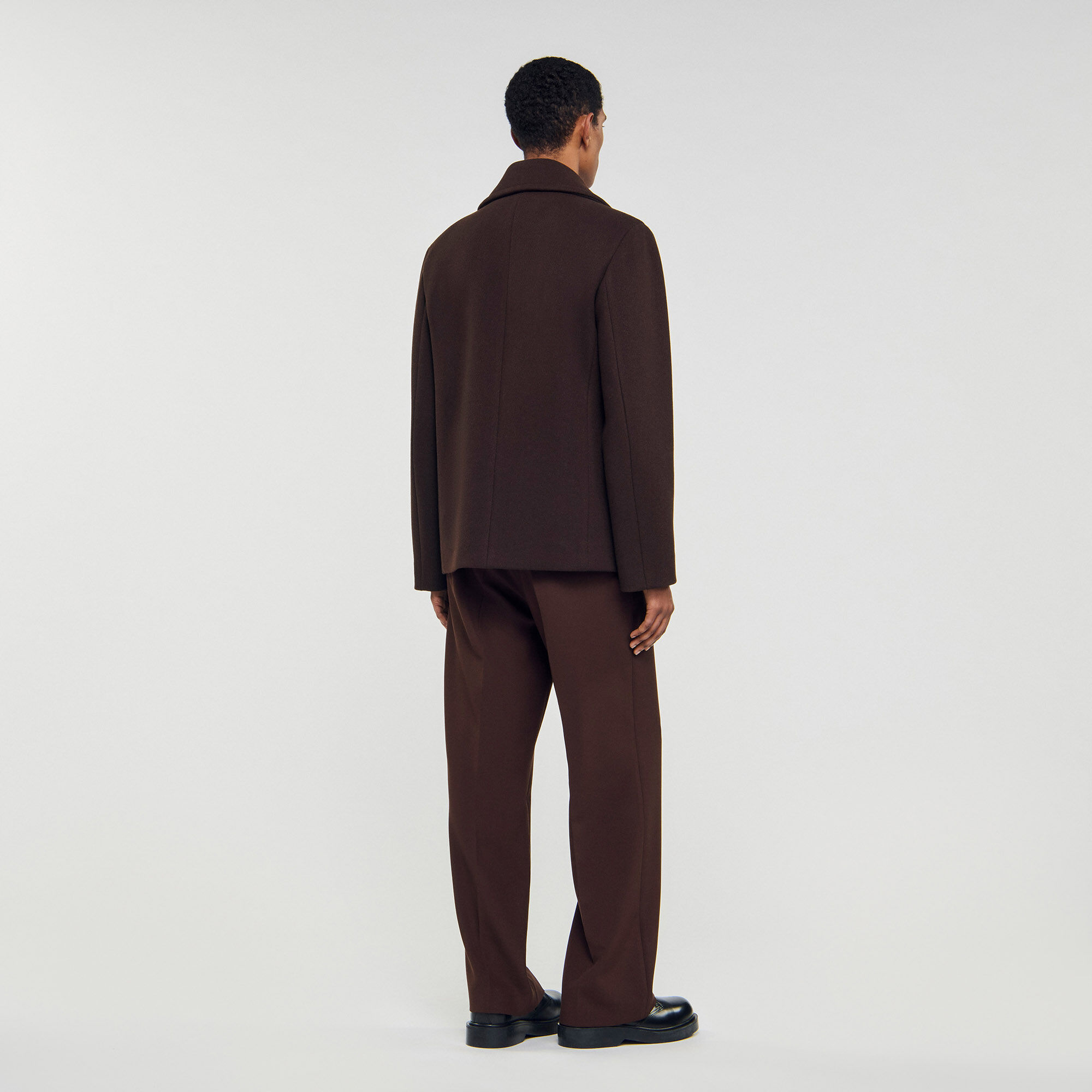 Double-breasted wool pea coat