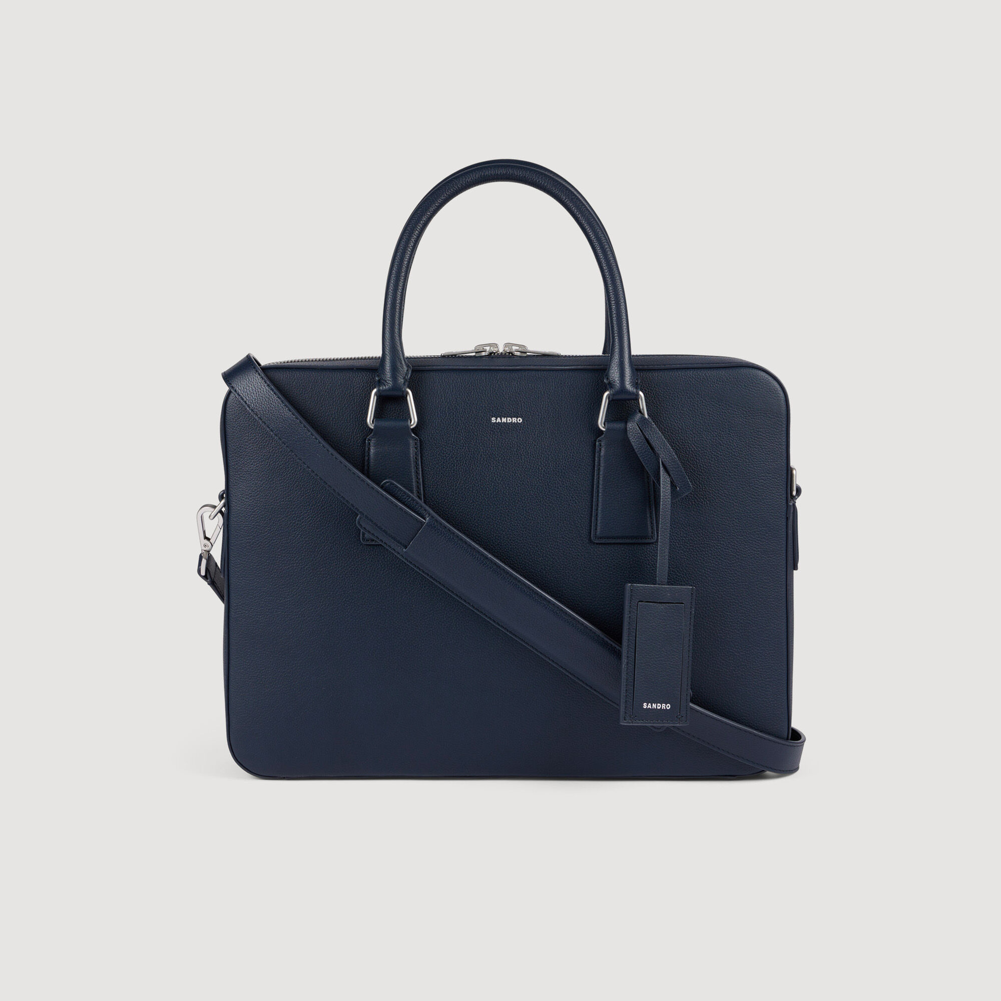 Large grained leather briefcase