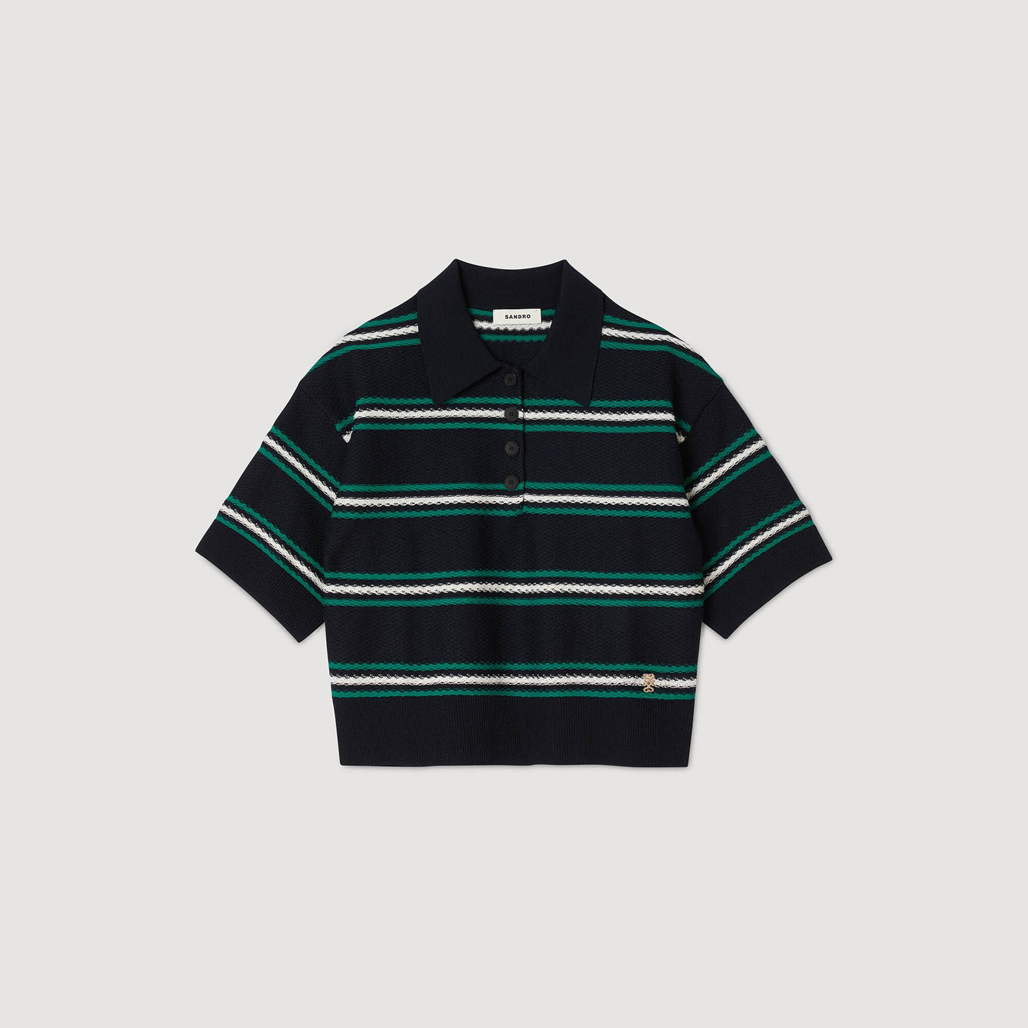 Polo-neck striped sweater