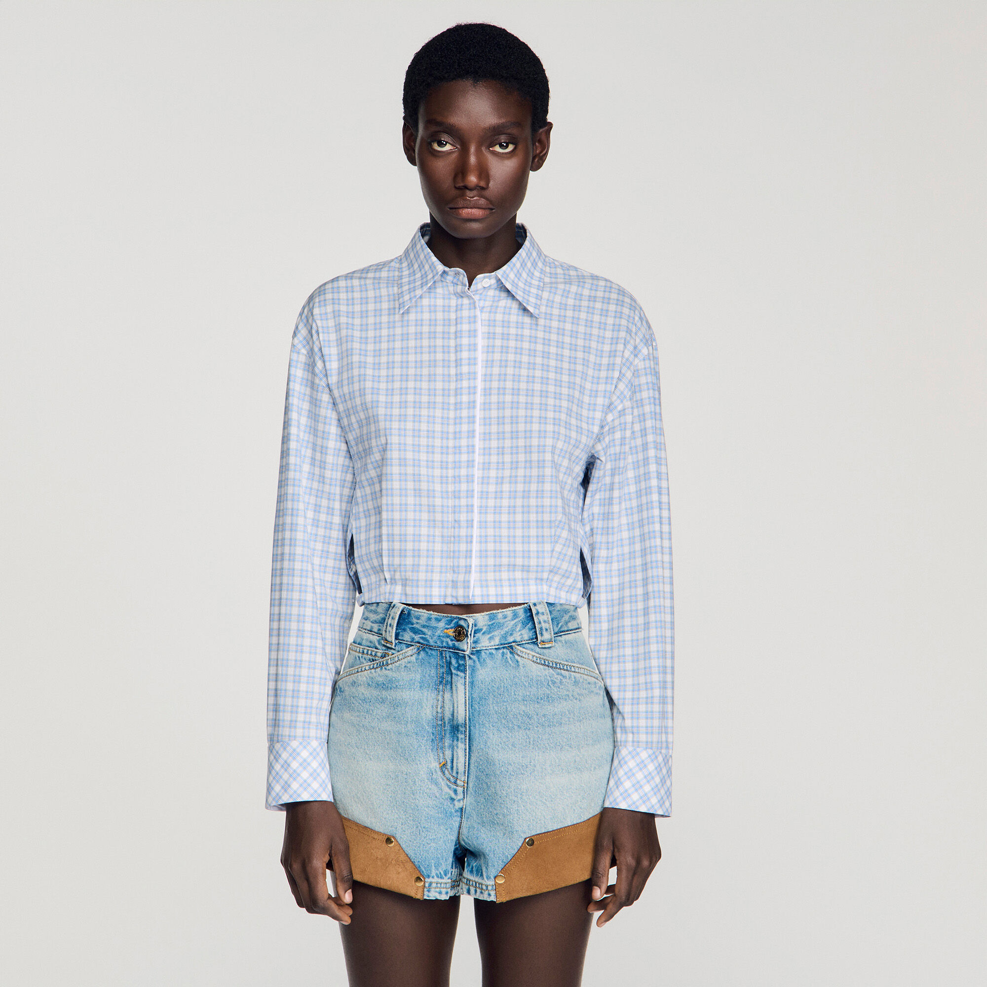 Cropped checked shirt